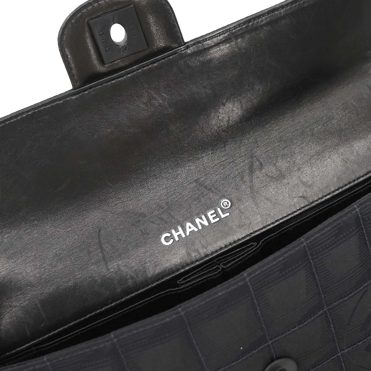 Chanel 2002-2003 Black Jacquard Nylon Travel Line East West Shoulder Bag