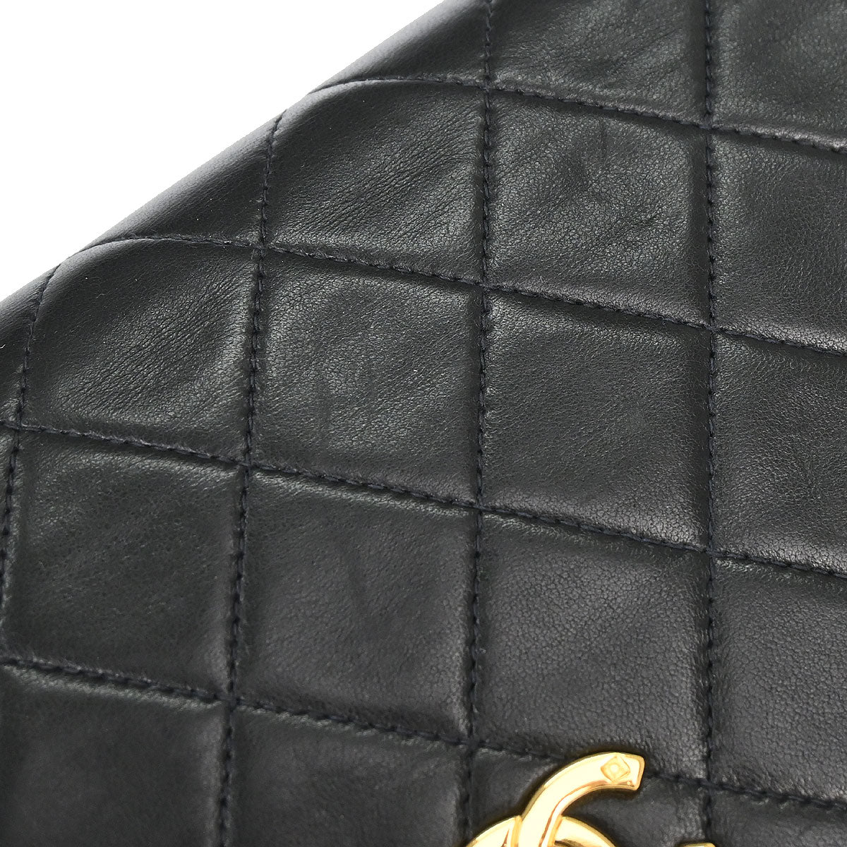 Chanel 1996-1997 Black Lambskin Pushlock Mini Full Flap Shoulder Bag