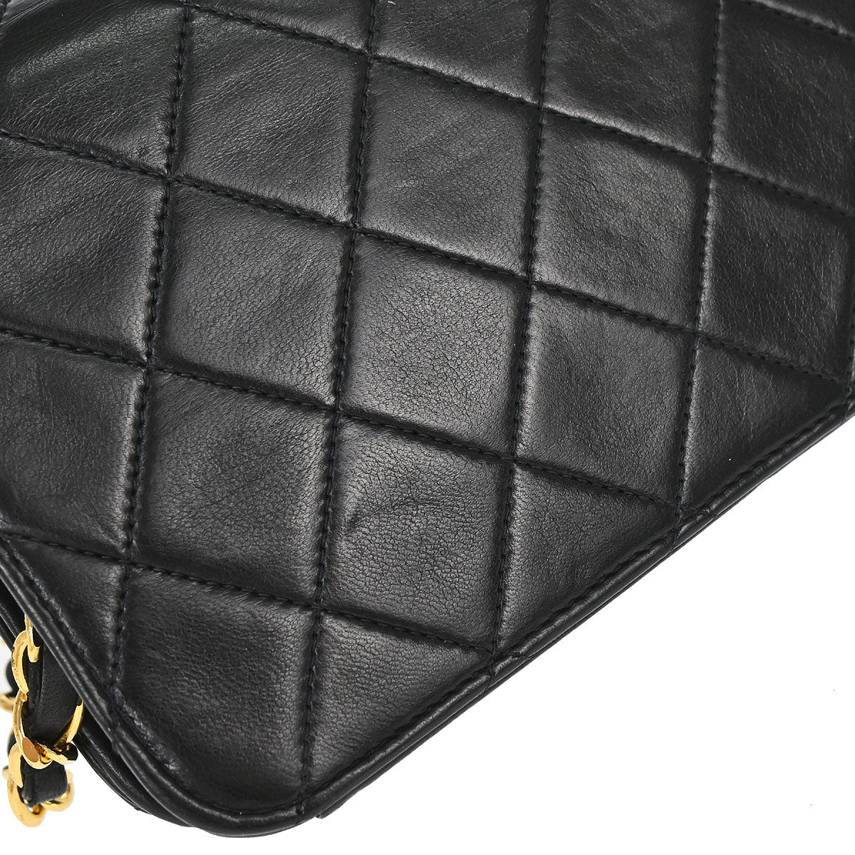 Chanel 1996-1997 Black Lambskin Pushlock Mini Full Flap Shoulder Bag