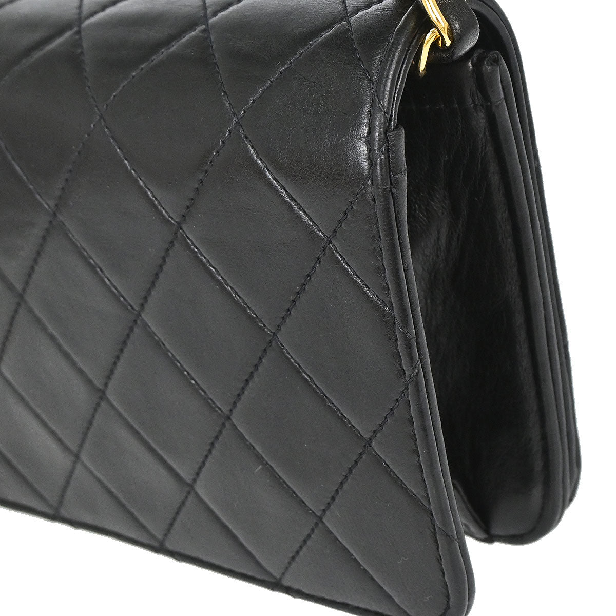 Chanel 1996-1997 Black Lambskin Pushlock Mini Full Flap Shoulder Bag