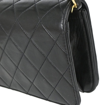 Chanel 1996-1997 Black Lambskin Pushlock Mini Full Flap Shoulder Bag