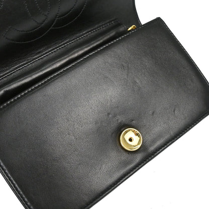 Chanel 1996-1997 Black Lambskin Pushlock Mini Full Flap Shoulder Bag