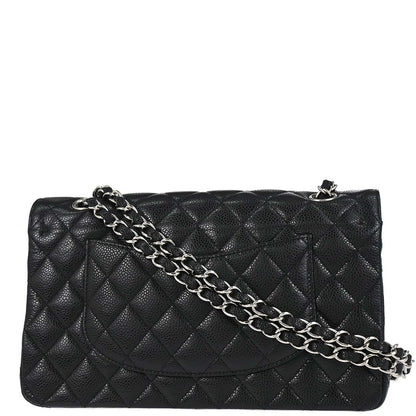 Chanel 2010-2011 Black Caviar Skin Medium Classic Double Flap Shoulder Bag