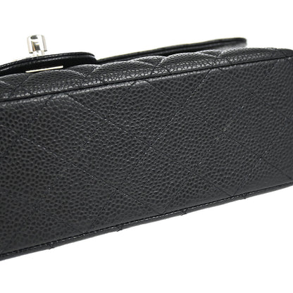Chanel 2010-2011 Black Caviar Skin Medium Classic Double Flap Shoulder Bag