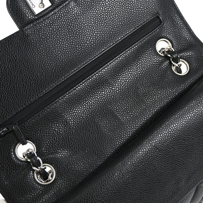 Chanel 2010-2011 Black Caviar Skin Medium Classic Double Flap Shoulder Bag