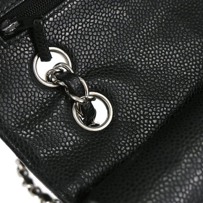 Chanel 2010-2011 Black Caviar Skin Medium Classic Double Flap Shoulder Bag