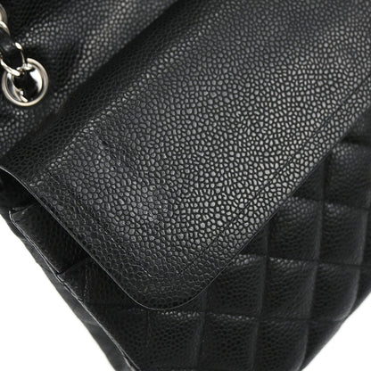 Chanel 2010-2011 Black Caviar Skin Medium Classic Double Flap Shoulder Bag