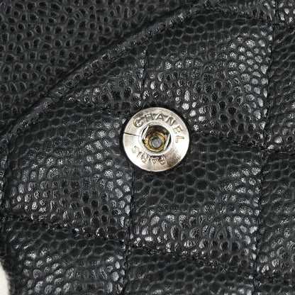 Chanel 2010-2011 Black Caviar Skin Medium Classic Double Flap Shoulder Bag