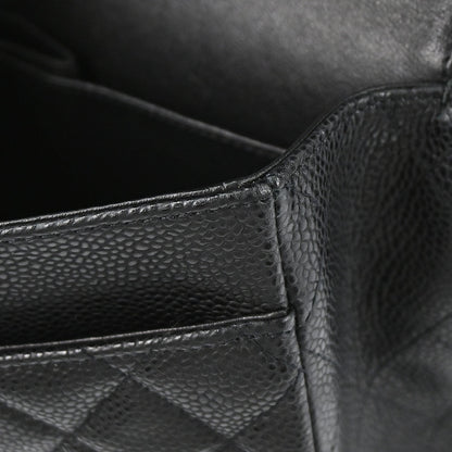 Chanel 2010-2011 Black Caviar Skin Medium Classic Double Flap Shoulder Bag