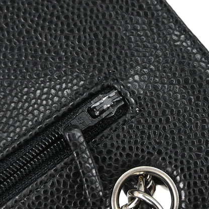Chanel 2010-2011 Black Caviar Skin Medium Classic Double Flap Shoulder Bag