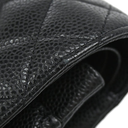 Chanel 2010-2011 Black Caviar Skin Medium Classic Double Flap Shoulder Bag