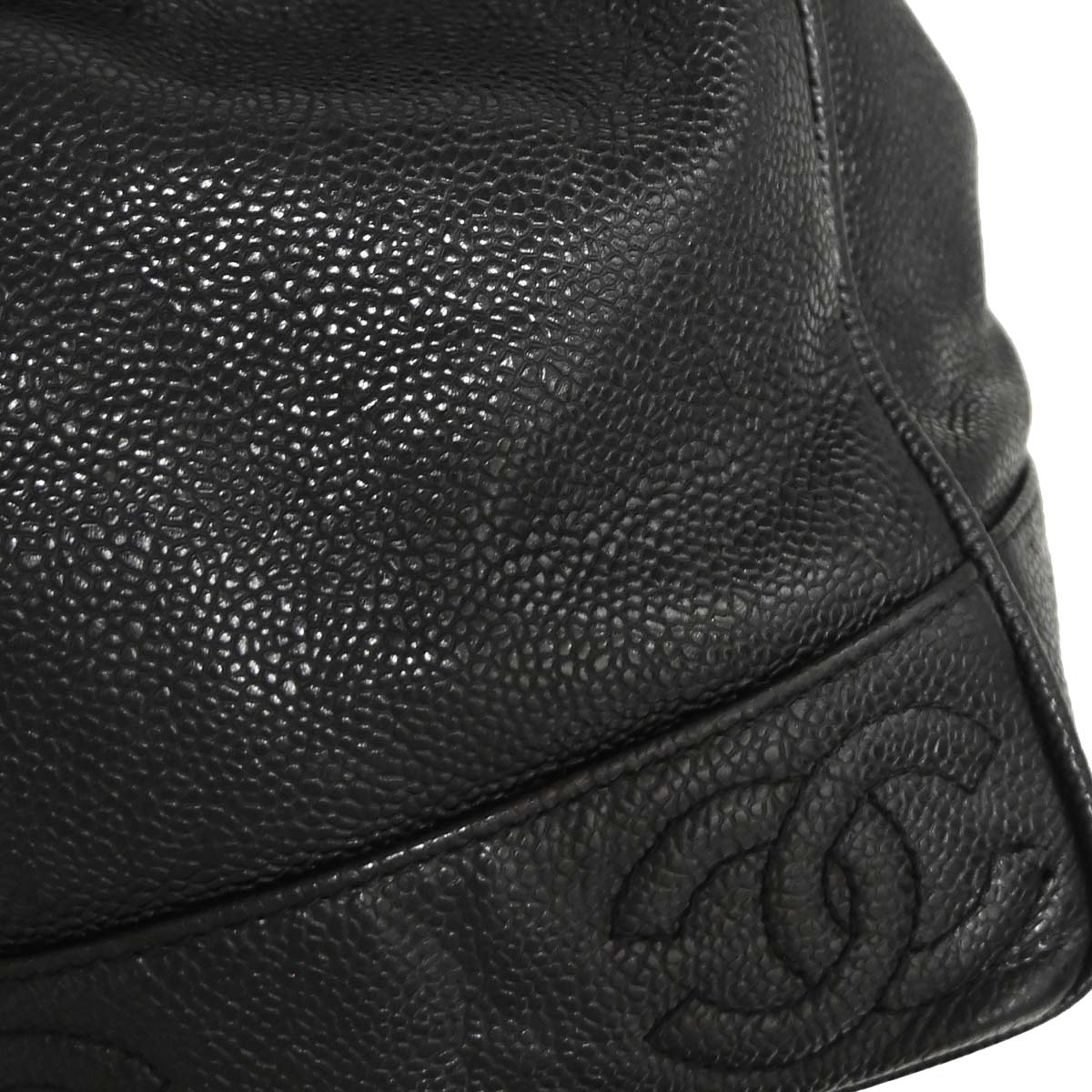 Chanel Black Caviar Skin Triple CC Bucket Shoulder Bag