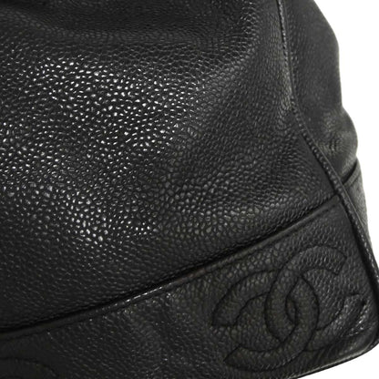 Chanel Black Caviar Skin Triple CC Bucket Shoulder Bag