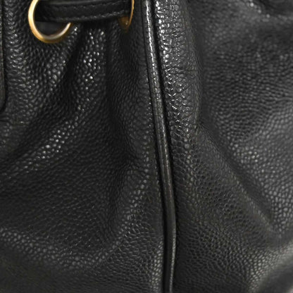 Chanel Black Caviar Skin Triple CC Bucket Shoulder Bag