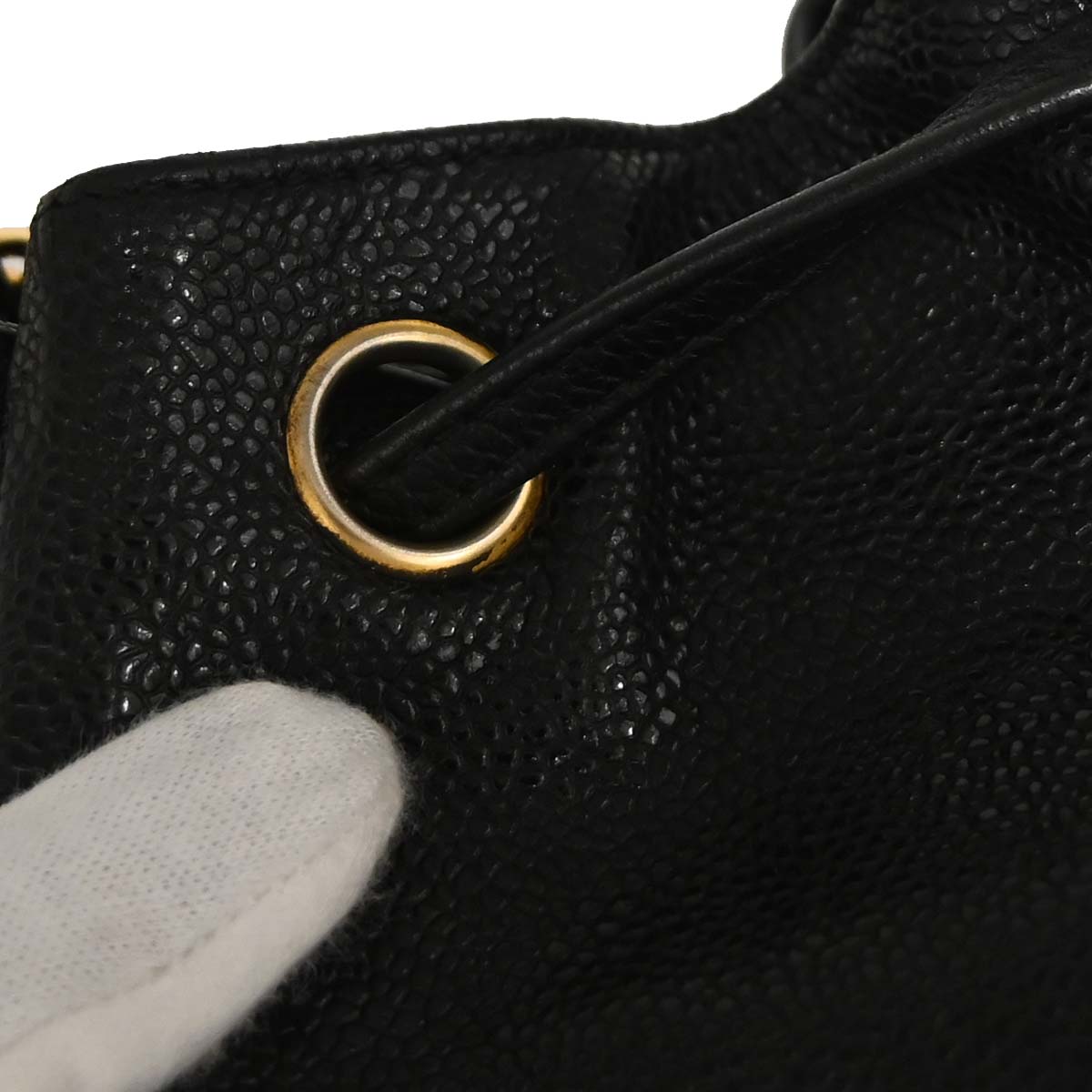 Chanel Black Caviar Skin Triple CC Bucket Shoulder Bag