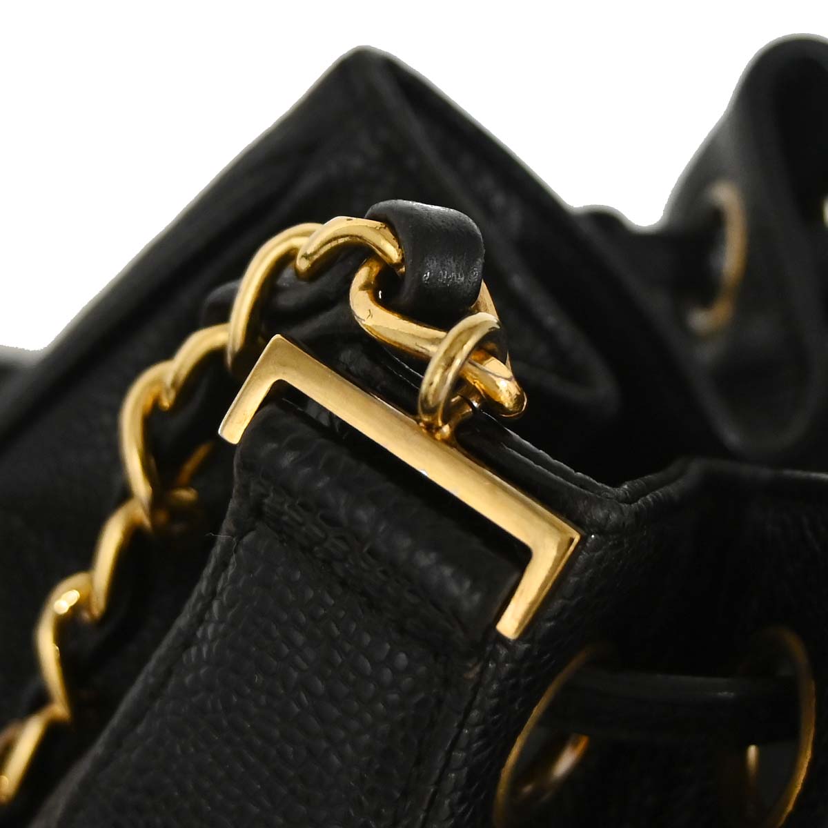 Chanel Black Caviar Skin Triple CC Bucket Shoulder Bag