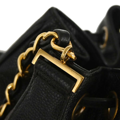 Chanel Black Caviar Skin Triple CC Bucket Shoulder Bag