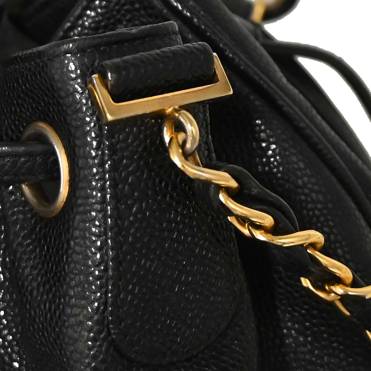 Chanel Black Caviar Skin Triple CC Bucket Shoulder Bag