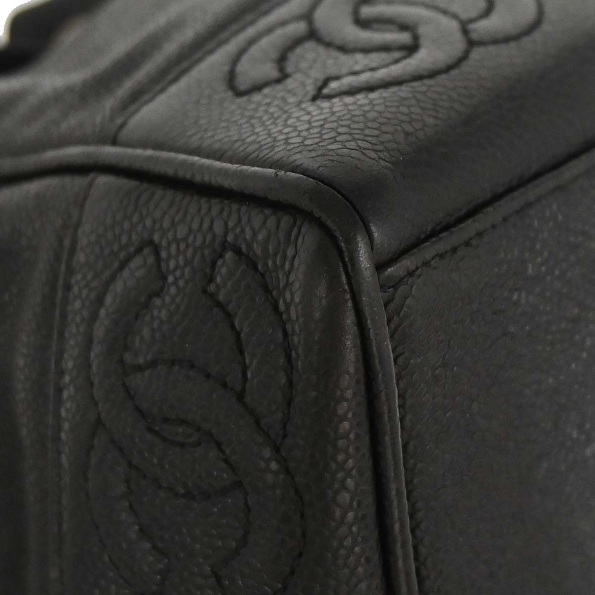 Chanel Black Caviar Skin Triple CC Bucket Shoulder Bag