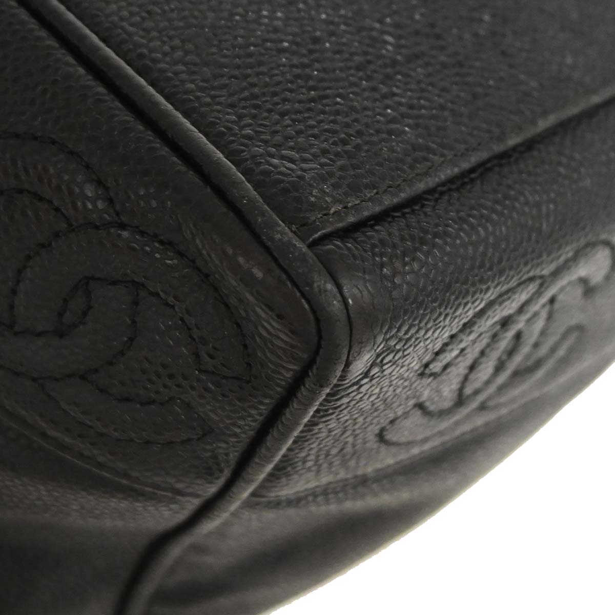 Chanel Black Caviar Skin Triple CC Bucket Shoulder Bag