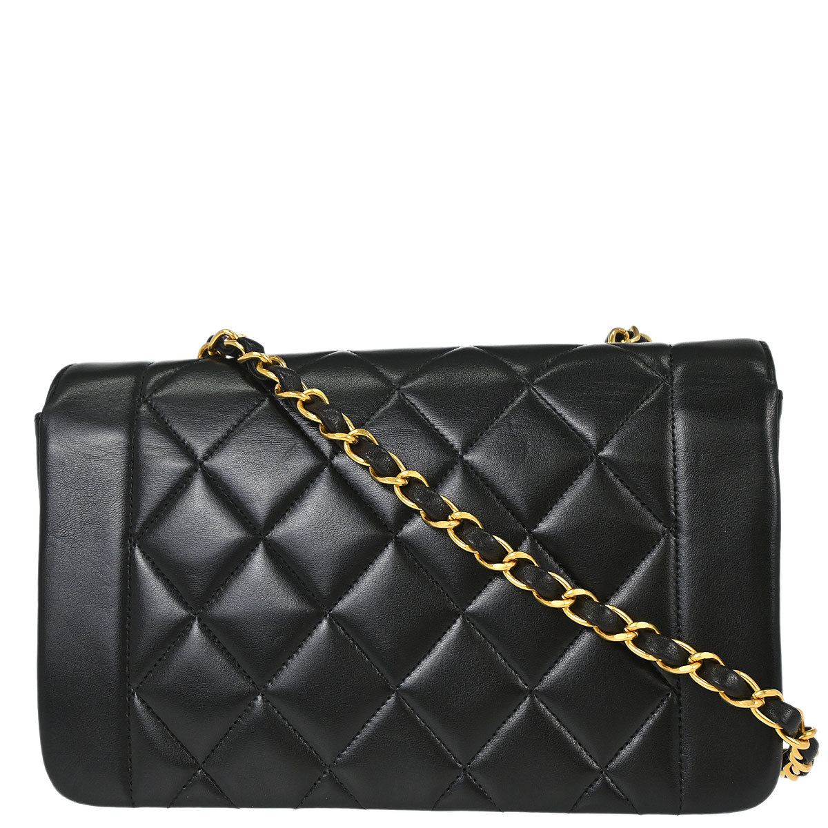 Chanel 1994-1996 Black Lambskin Small Diana Shoulder Bag