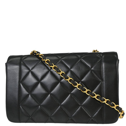 Chanel 1994-1996 Black Lambskin Small Diana Shoulder Bag