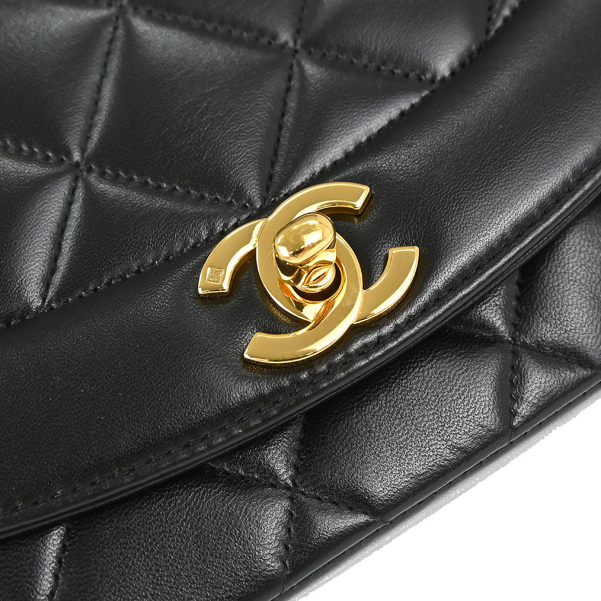 Chanel 1994-1996 Black Lambskin Small Diana Shoulder Bag