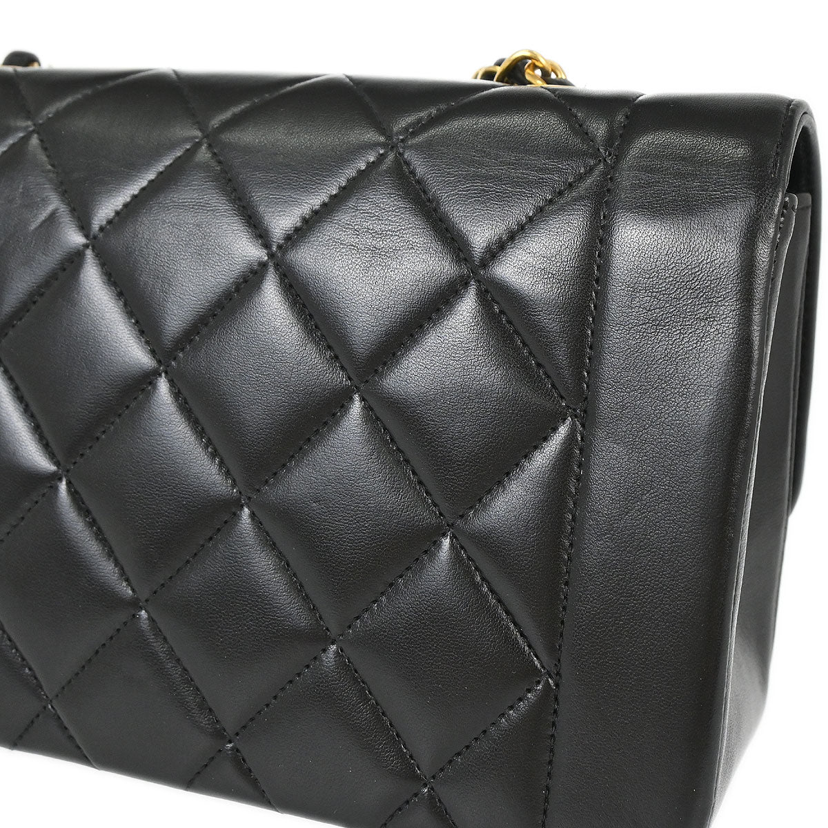 Chanel 1994-1996 Black Lambskin Small Diana Shoulder Bag