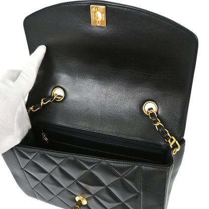 Chanel 1994-1996 Black Lambskin Small Diana Shoulder Bag
