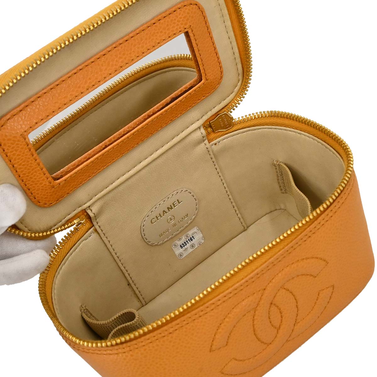 Chanel Yellow Caviar Skin Vanity Handbag
