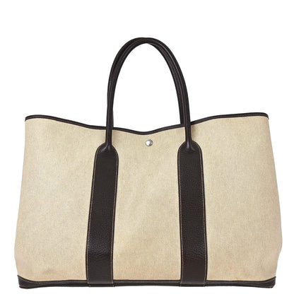 Hermes Beige Toile H Garden Party 49 GM Tote Handbag