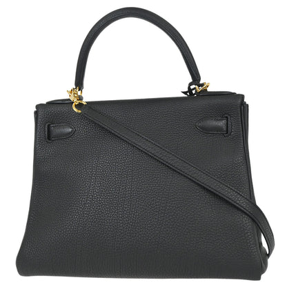Hermes Black Togo Kelly 28 Retourne 2way Shoulder Handbag