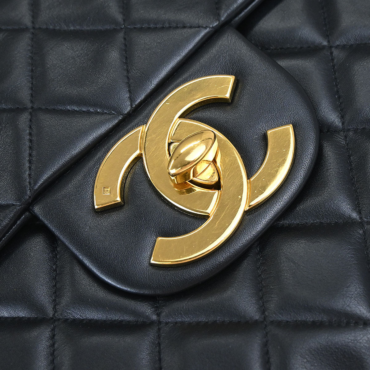 Chanel 1994-1996 Black Lambskin Maxi Classic Flap Shoulder Bag