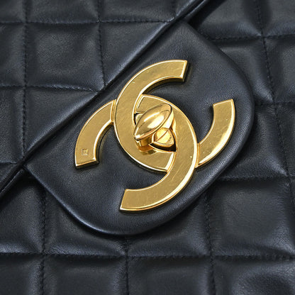 Chanel 1994-1996 Black Lambskin Maxi Classic Flap Shoulder Bag