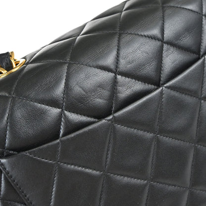 Chanel 1994-1996 Black Lambskin Maxi Classic Flap Shoulder Bag