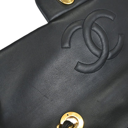 Chanel 1994-1996 Black Lambskin Maxi Classic Flap Shoulder Bag