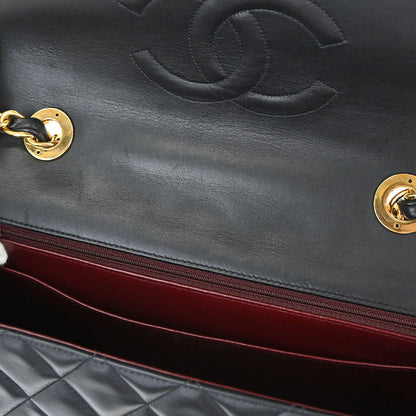 Chanel 1994-1996 Black Lambskin Maxi Classic Flap Shoulder Bag