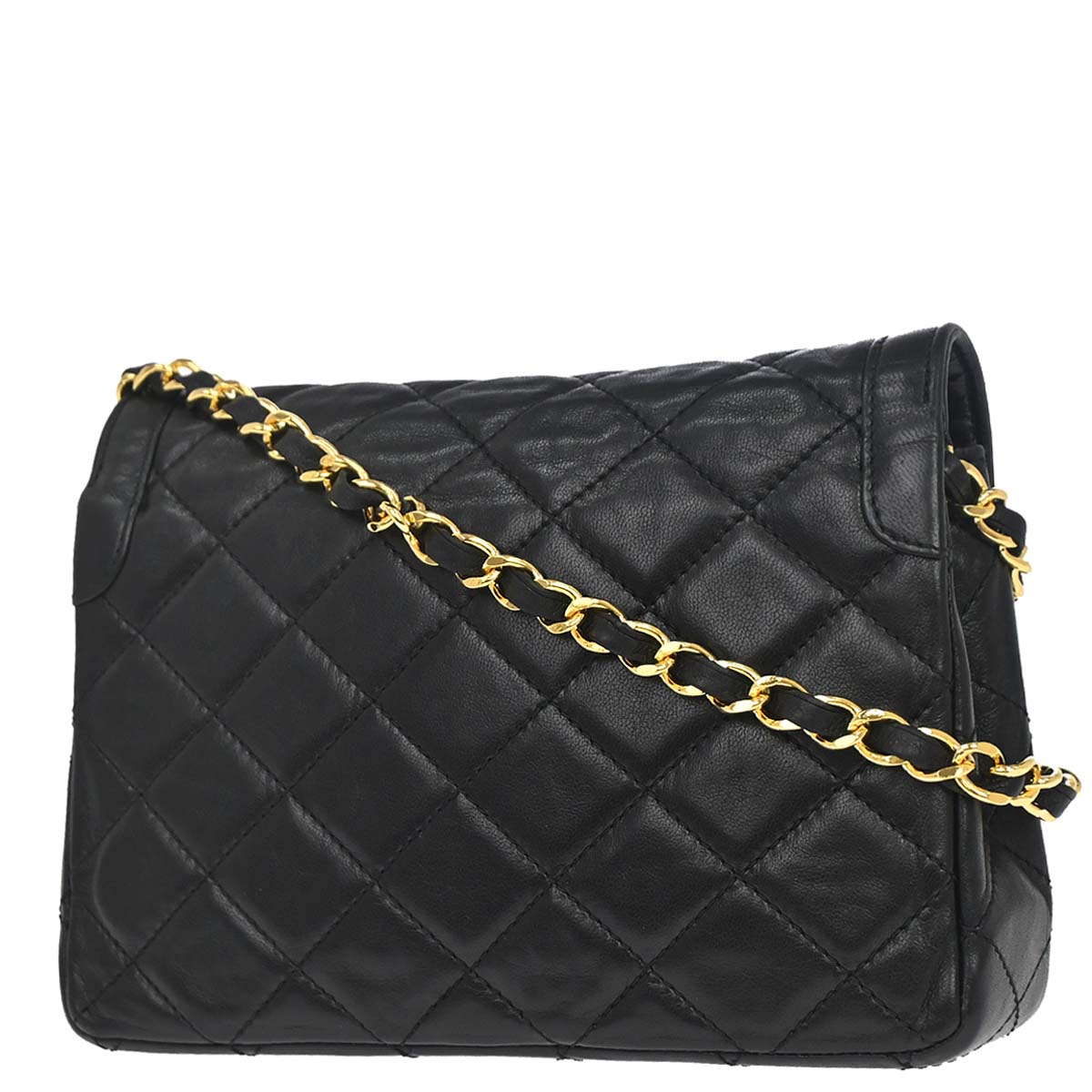 Chanel 1986-1988 Black Lambskin Paris Single Flap Shoulder Bag