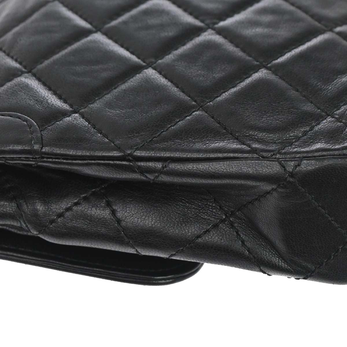 Chanel 1986-1988 Black Lambskin Paris Single Flap Shoulder Bag