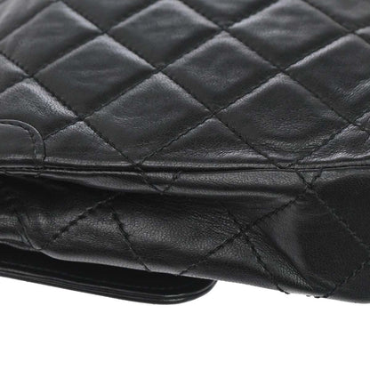 Chanel 1986-1988 Black Lambskin Paris Single Flap Shoulder Bag