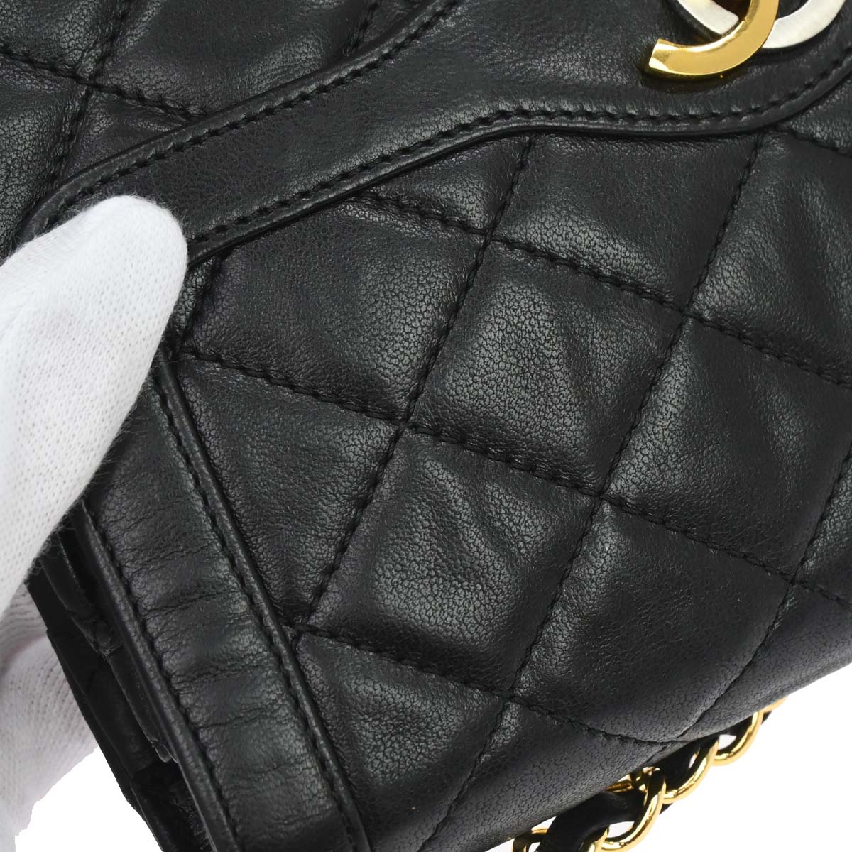 Chanel 1986-1988 Black Lambskin Paris Single Flap Shoulder Bag
