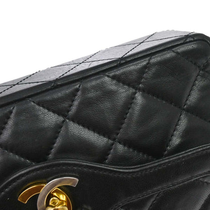 Chanel 1986-1988 Black Lambskin Paris Single Flap Shoulder Bag