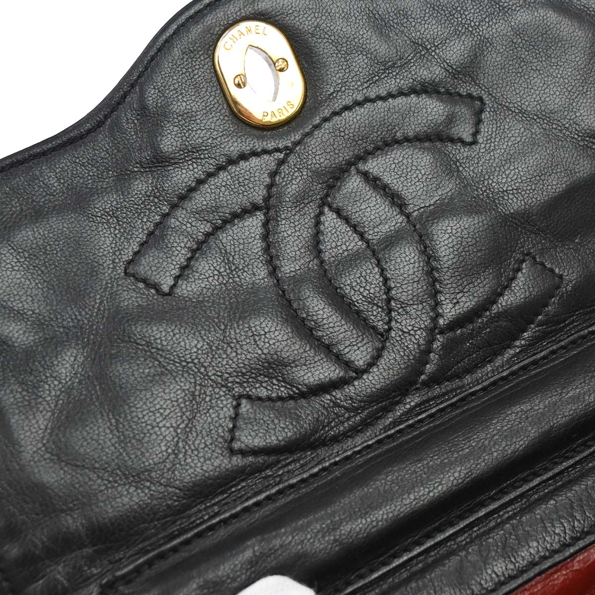 Chanel 1986-1988 Black Lambskin Paris Single Flap Shoulder Bag