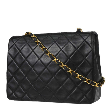 Chanel 1997-1999 Black Lambskin Classic Square Flap Shoulder Bag 20
