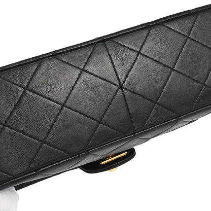 Chanel 1997-1999 Black Lambskin Classic Square Flap Shoulder Bag 20