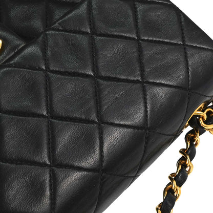 Chanel 1997-1999 Black Lambskin Classic Square Flap Shoulder Bag 20