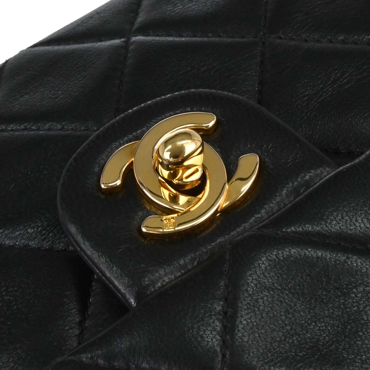 Chanel 1997-1999 Black Lambskin Classic Square Flap Shoulder Bag 20