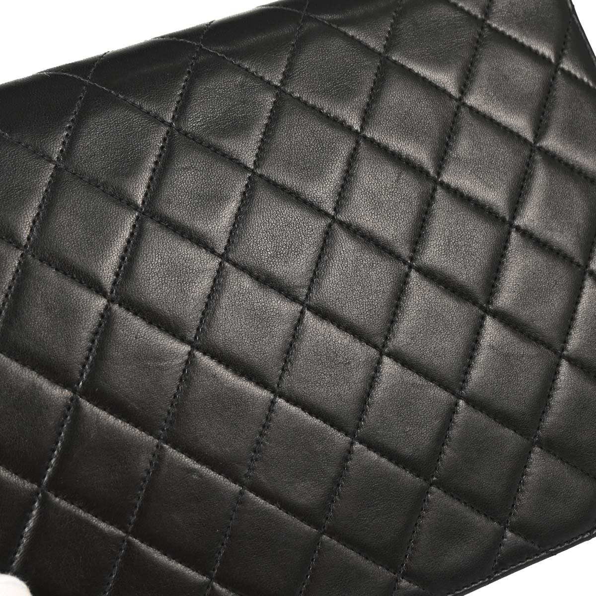 Chanel Black Lambskin Pushlock Medium Half Flap Shoulder Bag