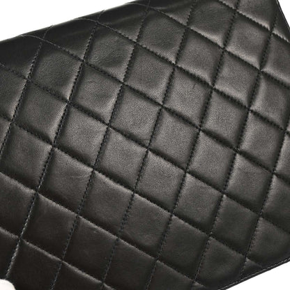 Chanel Black Lambskin Pushlock Medium Half Flap Shoulder Bag