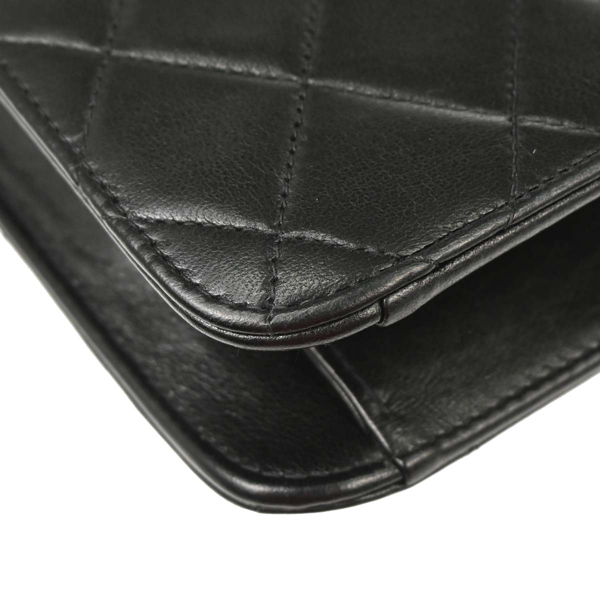 Chanel Black Lambskin Pushlock Medium Half Flap Shoulder Bag